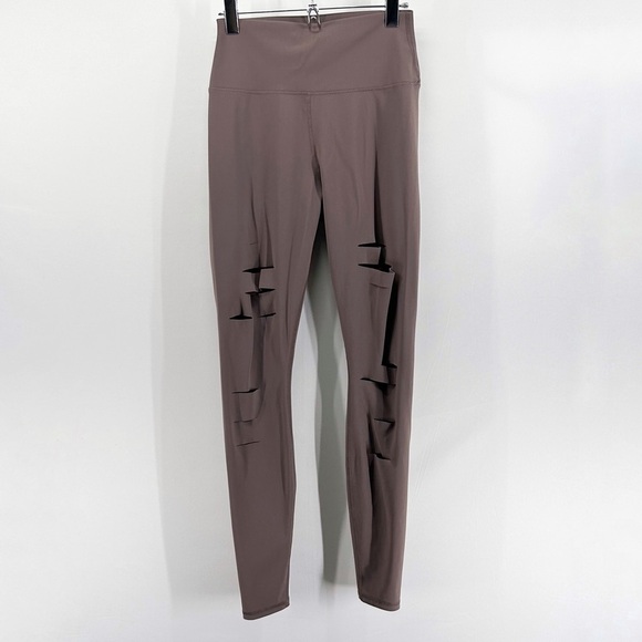 Alo Yoga Mauve Ripped Warrior Leggings High Waist Seamless Full Length Medium - Picture 3 of 7